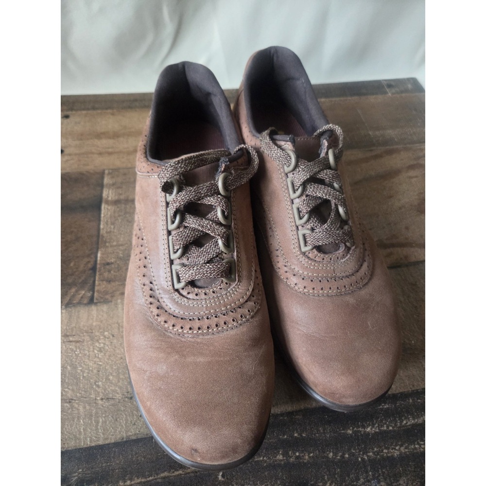 SAS Walk Easy Womens 8.5 S Brown Suede Leather Lace Up Comfort Walking Shoes USA - Picture 4 of 8